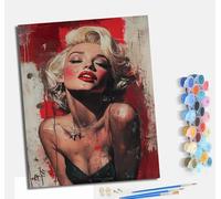 Pintura por Números para Adultos Kit de Pintar por Números DIY con 3 Pinceles y Pinturas Acrílicas Sin Marco 40x50 cm Regalo para Decoración de Pared del Hogar Grafiti artístico de Marilyn Monroe
