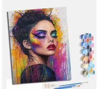 Pintura por Números para Adultos Kit de Pintar por Números DIY con 3 Pinceles y Pinturas Acrílicas Sin Marco 40x50 cm Regalo para Decoración de Pared del Hogar Belleza de salpicaduras coloridas