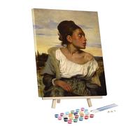 Pintura por números para adultos, la niña huérfana en el cementerio, pintura de Eugene Delacroix enmarcada y caballete, kits de pintura por números para adultos para principiantes sobre lienzo,