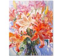 Pintura por números para adultos, lirios de colores, pintura por números, kit de lienzo para decoración del hogar, cumpleaños, regalo de Navidad, 40 x 50 cm (sin marco)