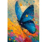 Pintura por Números para Adultos Lluvia de mariposas azules 24x36inch,sin marco Pintar por Numeros Kit Manualidades,Bricolaje Kit de pintura al óleo para Decoración del Hogar