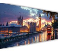 Pintura por Números para Adultos Londres Pintar por Numeros Niños Principiantes Paisaje,DIY Kit de Pintura al óleo de Lienzo con Pinceles,Paint by Numbers Acrílico,Mujer Regalo 50x150 cm L1075