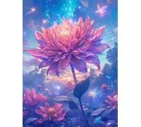 Pintura por Números para Adultos Luciérnagas de flor de dalia 8x12inch,sin marco Pintar por Numeros Kit Manualidades,Bricolaje Kit de pintura al óleo para Decoración del Hogar