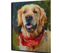 Pintura por números para adultos Niños golden retriever mascota perro animal 40x50cm Lienzo de lino Acrílico Estrés Menos número Pintura Regalos sala de estar decoración del hogar -sin marco