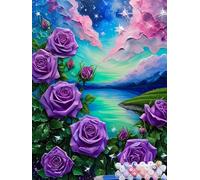 Pintura por NúMeros para Adultos Nube, Pintura por Numeros Niños Kit Manualidades, DIY Lienzos para Pintar con Numeros Rosa, Cuadros por Numeros con Pinceles y Pigmento AcríLico, Sin Marco 40x50cm X-1