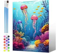 Pintura por Números para Adultos Océano, Painting by Numbers Kits Animales, DIY Pintura por números para niños, con Pinceles Pigmento Acrílico (sin marco), Decoraciones del Hogar 100x120cm -2424