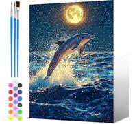 Pintura por Números para Adultos Océano, Pintura por números para Niños Animales, DIY Painting by Numbers Kits, con Pinceles Pigmento Acrílico (sin marco), Decoraciones del Hogar 60x80cm -2411