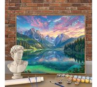 Pintura por Números para Adultos, Paisaje Paint by Numbers 40x50cm Lienzo Enrollado Sin Arrugas, Montaña Cuadros para Pintar por Numeros Manualidades Adultos, DIY Decoración Hogar W-O508