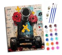 Pintura por números para adultos para principiantes 40 x 50 cm kit Grafiti Guerra y Paz con lienzo sin arrugas pinceles y pintura acrílica al óleo（Con marco） para regalo decoración del hogar
