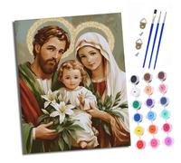 Pintura por números para adultos para principiantes 40 x 50 kit Imagen Pura de la Sagrada Familia con lienzo sin arrugas pinceles y pintura acrílica al óleo（Con marco）para regalo decoración del hogar