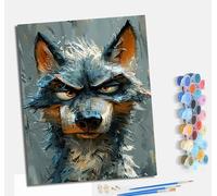 Pintura por números para adultos para principiantes kit con Con marco lienzo sin arrugas pinceles y pintura acrílica al óleo para regalo decoración del hogar lobos con un agudo sentido del olfato