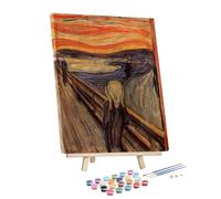 Pintura por números para adultos, pintura de grito de Edvard Munch enmarcada y caballete, kits de pintura por números para adultos para principiantes en lienzo,