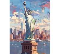 Pintura por Números para Adultos Principiantes, DIY Paint by Numbers Kits con Acrílica y 3 Pinceles, Estatua De La Libertad Cuadros para Pintar por Numeros, Decoración Casa 70x90cm (Nueva York) Y-S108