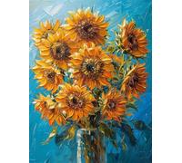 Pintura por Números para Adultos Principiantes, DIY Paint by Numbers Kits con Acrílica y 3 Pinceles, Girasol Cuadros para Pintar por Numeros, Decoración de Casa y Regalos 30x40cm (Planta) Y-S424