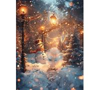 Pintura por Números para Adultos Principiantes, DIY Paint by Numbers Kits con Acrílica y 3 Pinceles, Invierno Cuadros para Pintar por Numeros, Decoración y Regalos 80x110cm (Muñeco De Nieve) Y-S116