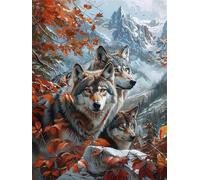 Pintura por Números para Adultos Principiantes, DIY Paint by Numbers Kits con Acrílica y 3 Pinceles, Lobo Cuadros para Pintar por Numeros, Decoración de Casa y Regalos 20x30cm (Montaña) Y-S456