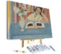 Pintura por números para adultos principiantes niña leyendo jarrón de flores 1922 pintura por Henri Matisse pintura por números para adultos principiantes, pintura por números para regalo, decoración