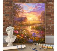 Pintura por Números para Adultos, Rural Paint by Numbers 20x30cm Lienzo Enrollado Sin Arrugas, Paisaje Cuadros para Pintar por Numeros Manualidades Adultos, DIY de Relajación y Decoración Hogar W-O647