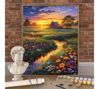 Pintura por Números para Adultos, Rural Paint by Numbers 80x120cm Lienzo Enrollado Sin Arrugas, Escenario Cuadros para Pintar por Numeros Manualidades Adultos, DIY Decoración Hogar W-O631