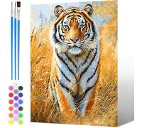 Pintura por Números para Adultos Tigre, Pintura por números para Niños Animales, DIY Painting by Numbers Kits, con Pinceles Pigmento Acrílico (sin marco), Decoraciones del Hogar 80x100cm -2515