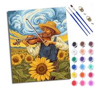 Pintura por Números para Adultos Tocando el violín entre las flores Pintura al óleo digital para adultos de Cuadro para Pintar por Números con Lienzo Con marco al óleo de Adecuado para adultos