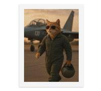 Pintura por números para adultos: un gato con uniforme de piloto, gafas de sol, sosteniendo un casco, con un cigarrillo en la boca, caminando en una pasarela, para decoración de pared del hogar, 12 x
