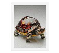 Pintura por números para adultos, una tortuga de colores brillantes con una concha brillante y estampada y marcas intrincadas en sus extremidades y cabeza, para decoración de pared del hogar, 12 x 16