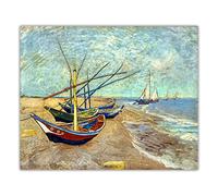 Pintura por números para adultos, Van Gogh, barcos de pesca en la playa de Les Saintes Maries De La Mer, kits de pintura para adultos, lienzo, regalos, manualidades para decoración del hogar