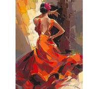Pintura por números para niños Adultos Diy lienzo preimpreso, Apasionada bailarina española Pintura al óleo pintada a mano de Arte Decoración del hogar para un amigo de Regalo de juguete