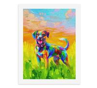Pintura por números, pintura colorida de un perro alegre, kit de pintura digital para adultos, crea tu propia escena mágica, suministros de arte sin marco, 40 x 50 cm