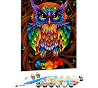 Pintura por números,pintura por números para adultos,kit de pintura DIY por números,para adultos o principiantes,pintura al óleo con pincel de pigmento acrílico,dibujo 40x50 cm(búho)