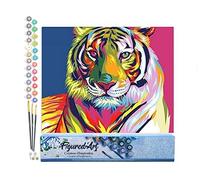 Pintura por números, tigre Pop Art 2, tamaño 40 x 50 cm, sin marco de madera