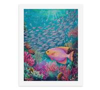 Pintura por números, un colorido arrecife de coral con escuelas de peces, kit de pintura digital para adultos, crea tu propia escena mágica, suministros de arte sin marco, 40 x 50 cm
