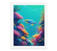 Pintura por números, un colorido arrecife de coral con peces vibrantes, kit de pintura digital para adultos, crea tu propia escena mágica, suministros de arte sin marco, 40 x 50 cm