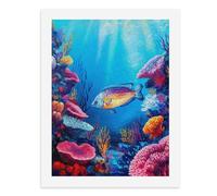 Pintura por números, un colorido arrecife de coral con peces vibrantes nadando entre él, kit de pintura digital para adultos, crea tu propia escena mágica, suministros de arte sin marco, 40 x 50 cm