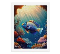 Pintura por números, un colorido arrecife de coral con un pez vibrante nadando entre él, kit de pintura digital para adultos, crea tu propia escena mágica, suministros de arte sin marco, 40 x 50 cm