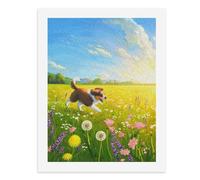 Pintura por números, un colorido Border Collie corriendo en un campo de flores, kit de pintura digital para adultos, crea tu propia escena mágica, suministros de arte sin marco, 40 x 50 cm