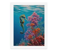 Pintura por números, un colorido caballito de mar nada cerca de vibrantes arrecifes de coral, kit de pintura digital para adultos, crea tu propia escena mágica, suministros de arte sin marco, 40 x 50