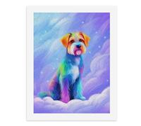 Pintura por números, un colorido perro arcoíris sentado en las nubes, kit de pintura digital para adultos, crea tu propia escena mágica, suministros de arte sin marco, 40 x 50 cm