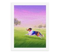Pintura por números, un colorido perro pastor de Shetland corriendo en un campo, kit de pintura digital para adultos, crea tu propia escena mágica, suministros de arte sin marco, 40 x 50 cm