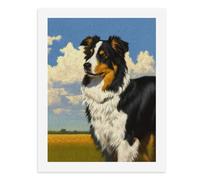 Pintura por números, un colorido perro pastor se coloca en un campo bajo un cielo azul brillante, kit de pintura digital para adultos, crea tu propia escena mágica, suministros de arte sin marco, 40 x