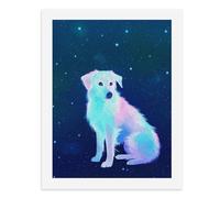 Pintura por números, un colorido perro pastor sentado contra un fondo estrellado, kit de pintura digital para adultos, crea tu propia escena mágica, suministros de arte sin marco, 40 x 50 cm