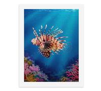 Pintura por números, un colorido pez león nada cerca de vibrantes arrecifes de coral, kit de pintura digital para adultos, crea tu propia escena mágica, suministros de arte sin marco, 40 x 50 cm