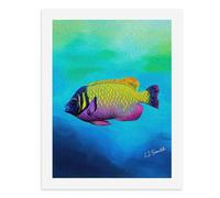 Pintura por números, un colorido pez tropical que nada con gracia, kit de pintura digital para adultos, crea tu propia escena mágica, suministros de arte sin marco, 40 x 50 cm