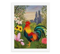 Pintura por números, un gallo colorido delante de un horizonte urbano, kit de pintura digital para adultos, crea tu propia escena mágica, suministros de arte sin marco, 40 x 50 cm