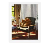 Pintura por números, un gato acogedor descansando en la luz del sol, kit de pintura digital para adultos, crea tu propia escena mágica, suministros de arte sin marco, 40 x 50 cm