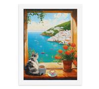 Pintura por números, un gato acogedor posado por la ventana, kit de pintura digital para adultos, crea tu propia escena mágica, suministros de arte sin marco, 40 x 50 cm