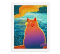 Pintura por números, un gato colorido con gafas de sol, kit de pintura digital para adultos, crea tu propia escena mágica, suministros de arte sin marco, 40 x 50 cm