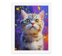 Pintura por números, un gato colorido con ojos expresivos, kit de pintura digital para adultos, crea tu propia escena mágica, suministros de arte sin marco, 40 x 50 cm