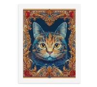 Pintura por números, un gato colorido con patrones florales intrincados, kit de pintura digital para adultos, crea tu propia escena mágica, suministros de arte sin marco, 40 x 50 cm